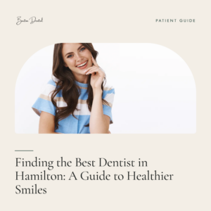 Smiling woman with hand on chin - guide to finding the best dentist in Hamilton for healthier smiles, Barton Dental