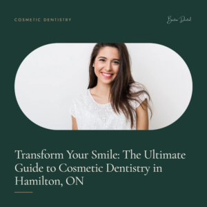 Smiling woman with long hair in white top - ultimate guide to cosmetic dentistry in Hamilton ON, Barton Dental