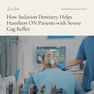 Patient relaxed with sedation mask during dental treatment - sedation dentistry for severe gag reflex, Barton Dental Hamilton